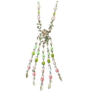 R.J. Graziano Green & Pink Tassel Drop Necklace